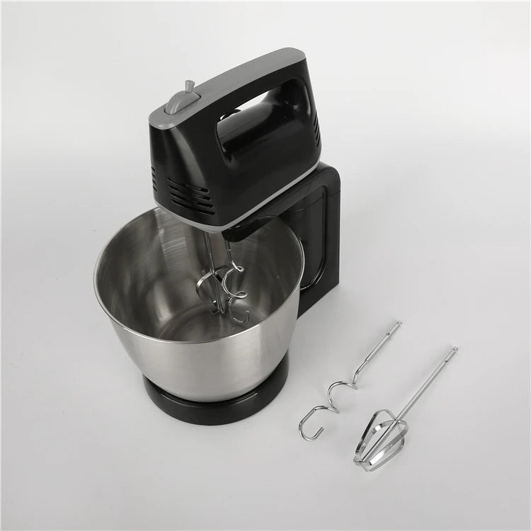 Wholesale Stainless Steel Egg Beater Household Manual Milk Beater 600W Stand Hand Mixer With Mixing Bowl
