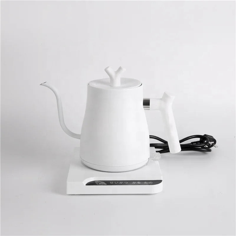 RTS 1.2L White Mini Stainless Steel Electric Kettle Gooseneck Pour Over for Tea and Coffee for Household Use