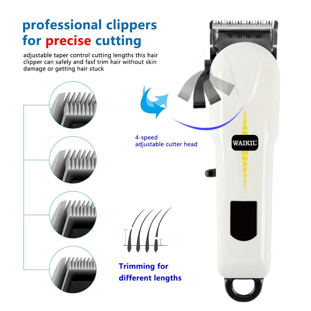 Professional Stainless Blade Hair Clipper Led Display All Metal Barber Machine Usb Rechargeable Electric Hair Trimmer