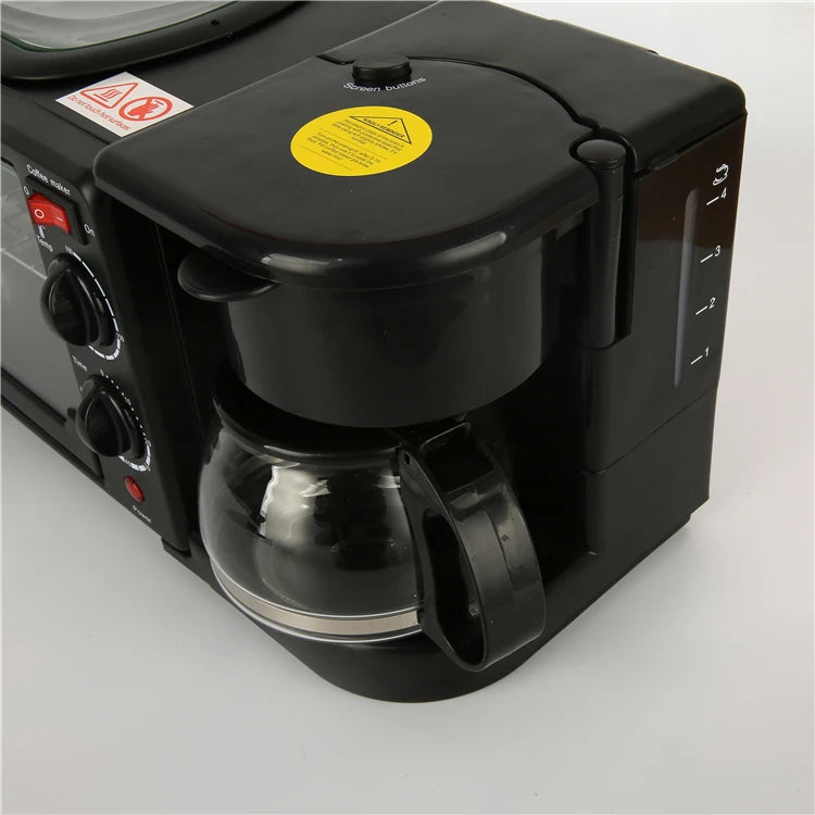RTS Breakfast Maker Sandwich Machine Egg Frying Pan Meat Roaster Make Coffee 3 in 1 Multifunction Breakfast Machine