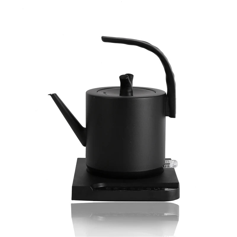 1L Portable Tea Coffee Pot Stainless Steel Retro Gooseneck Electric Pour-Over Kettle Black Electric Kettle