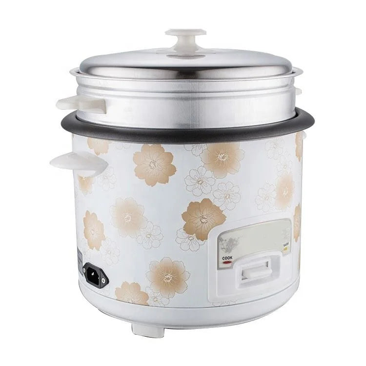 Wholesale White Printing Flower Rice Cooker 2L 400W 220V Keep Warm Rice Cooker With Steamer