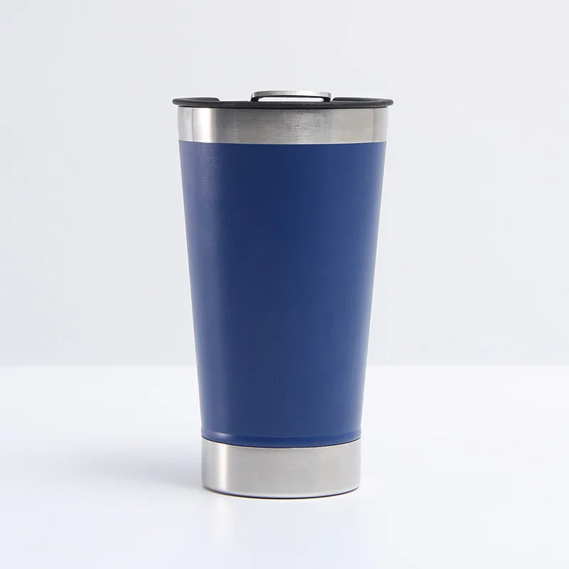 Reusable Vaccum Glass 502ml Thermal Beer Glass Cup Keep Cold Copo Termico With Lid and Opener