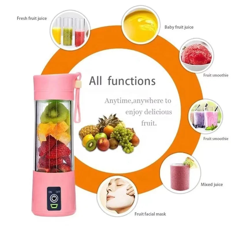 Portable Mini Electric Blender Home Usb 6 Blades Blender Juicer Cup Machine Rechargeable Fruit Juice Blenders