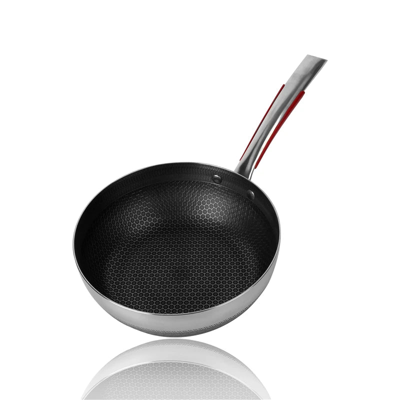 Hot Sale Cookware 24/26/28/30cm Nonstick Stainless Steel Honeycomb Frying Pan Kitchen Fry Pans