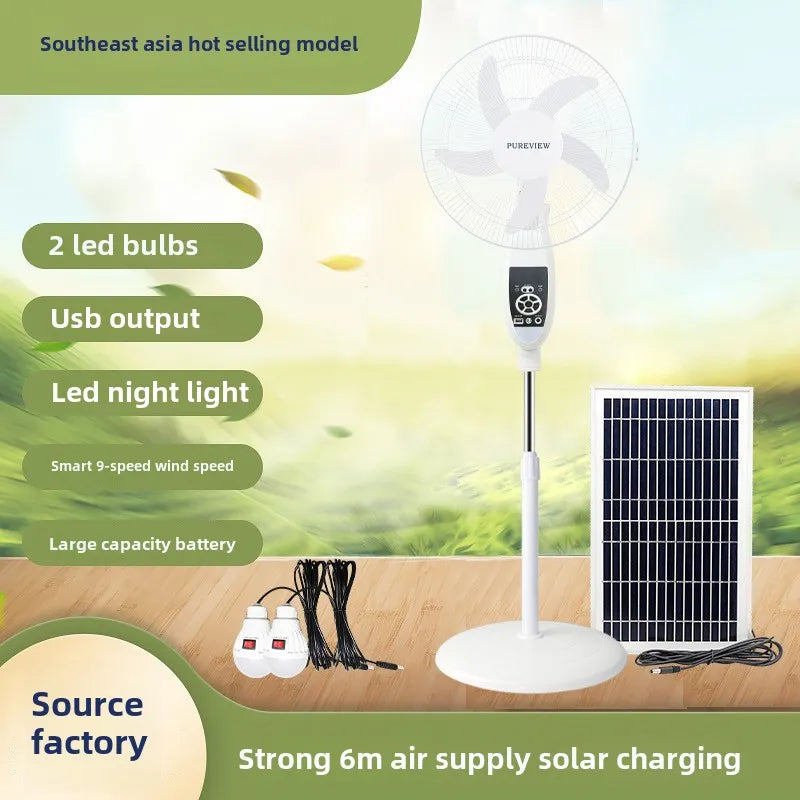 Hot Sale 16-Inch Solar Floor Fan Remote Control Large Capacity Battery Charging Stand for Household Use Special Offer for