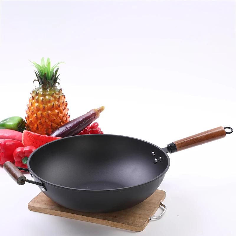 RTS 2023 High Quality Cooking Wok Pan Non Stick Wok Chinese Microcrystalline Titanium Pot
