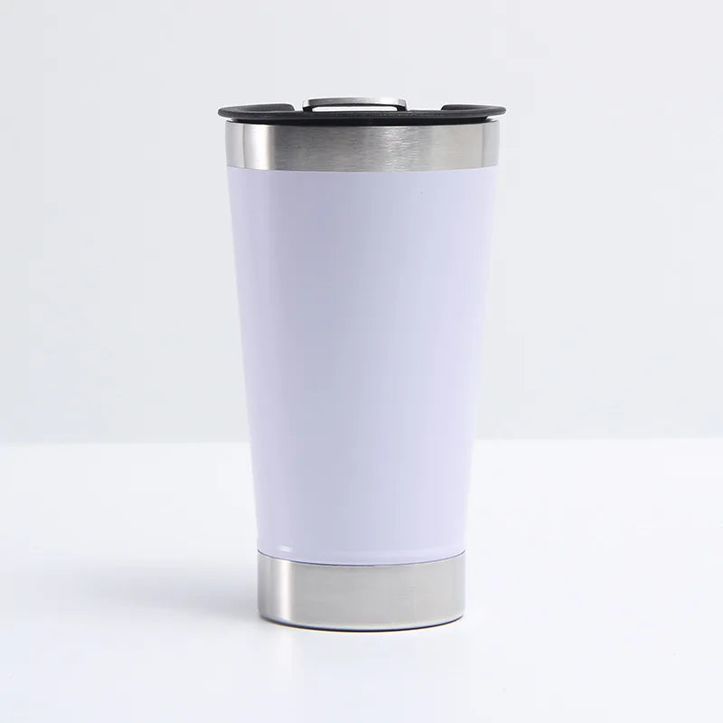 Reusable Vaccum Glass 502ml Thermal Beer Glass Cup Keep Cold Copo Termico With Lid and Opener