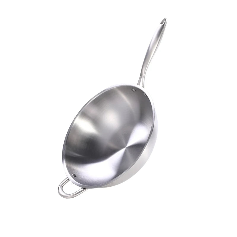 RTS High Quality Five-layer Steel Frying Pan Non Stick Stainless Steel Chinese Frying Wok Pan