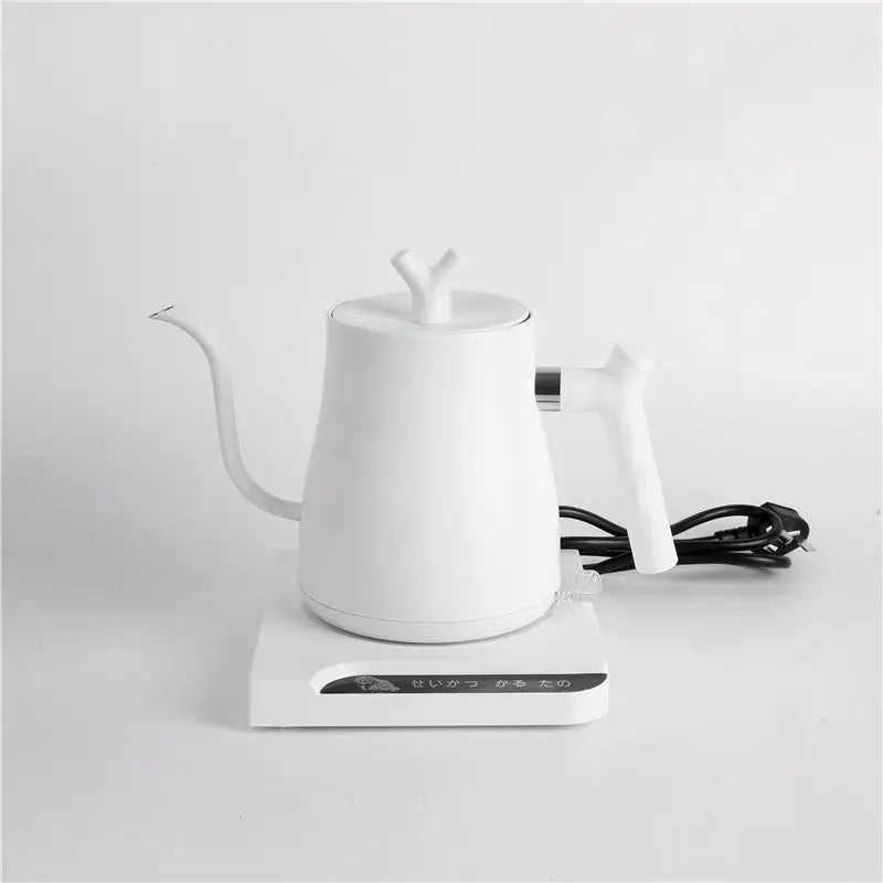 1.2L Gooseneck Electric Coffee Kettle White Mini Stainless Steel Pour Over Tea Electric Kettle