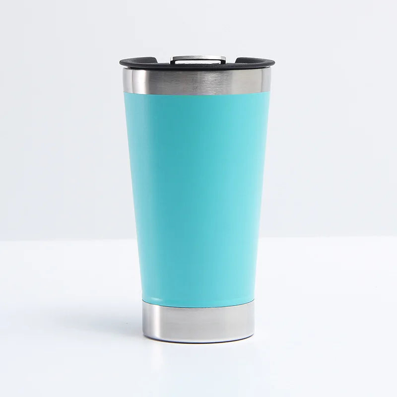 Reusable Vaccum Glass 502ml Thermal Beer Glass Cup Keep Cold Copo Termico With Lid and Opener