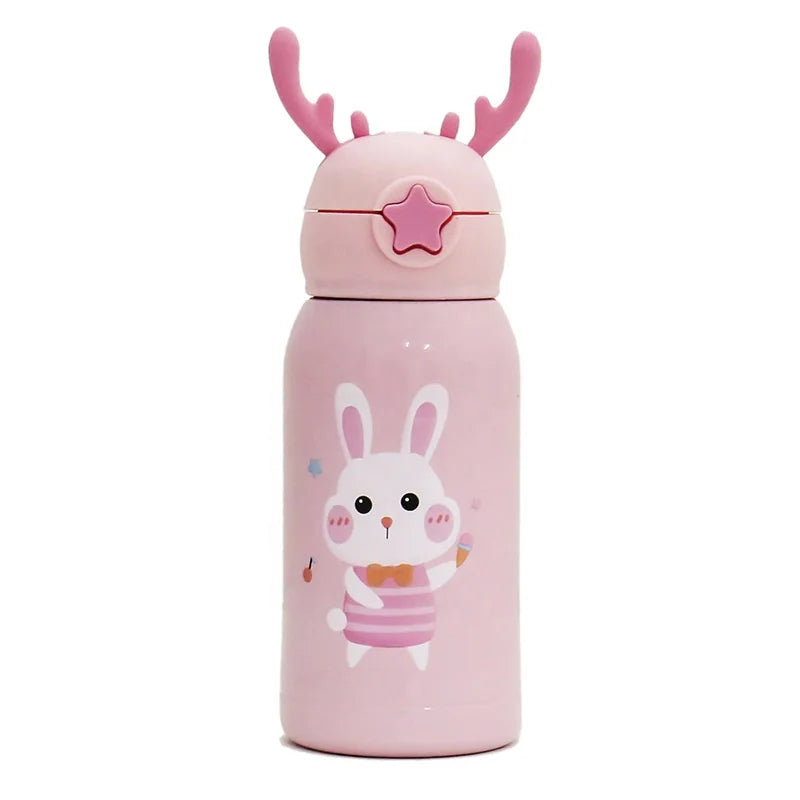 Cute Cartoon Portable Outside Children 316 Stainless Steel Vacuum Flask 500ml School Water Bottle for Kids With Straw