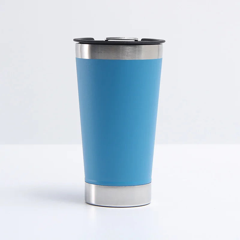 Reusable Vaccum Glass 502ml Thermal Beer Glass Cup Keep Cold Copo Termico With Lid and Opener
