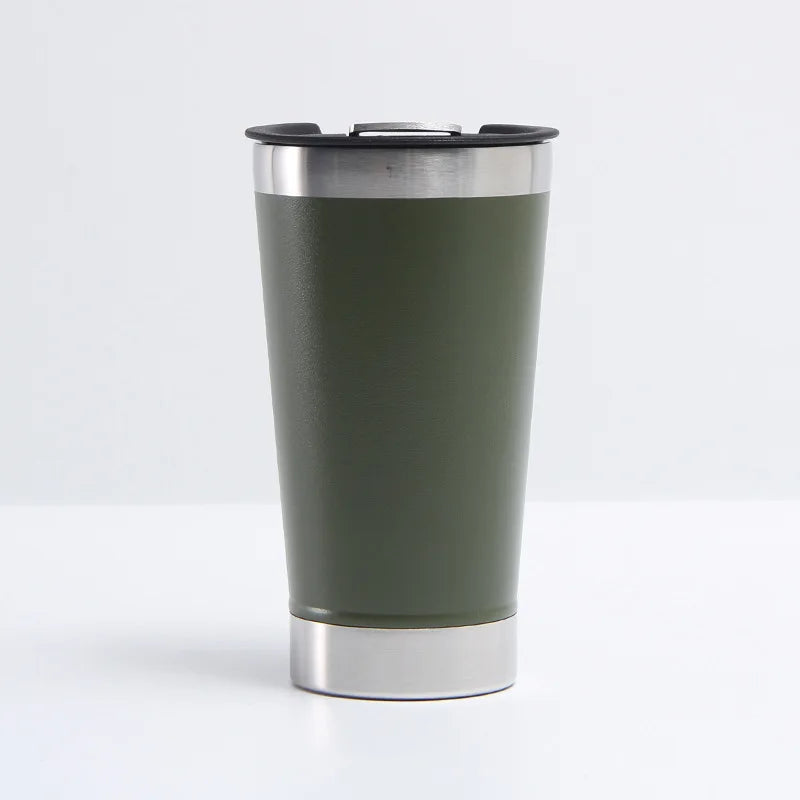 Reusable Vaccum Glass 502ml Thermal Beer Glass Cup Keep Cold Copo Termico With Lid and Opener