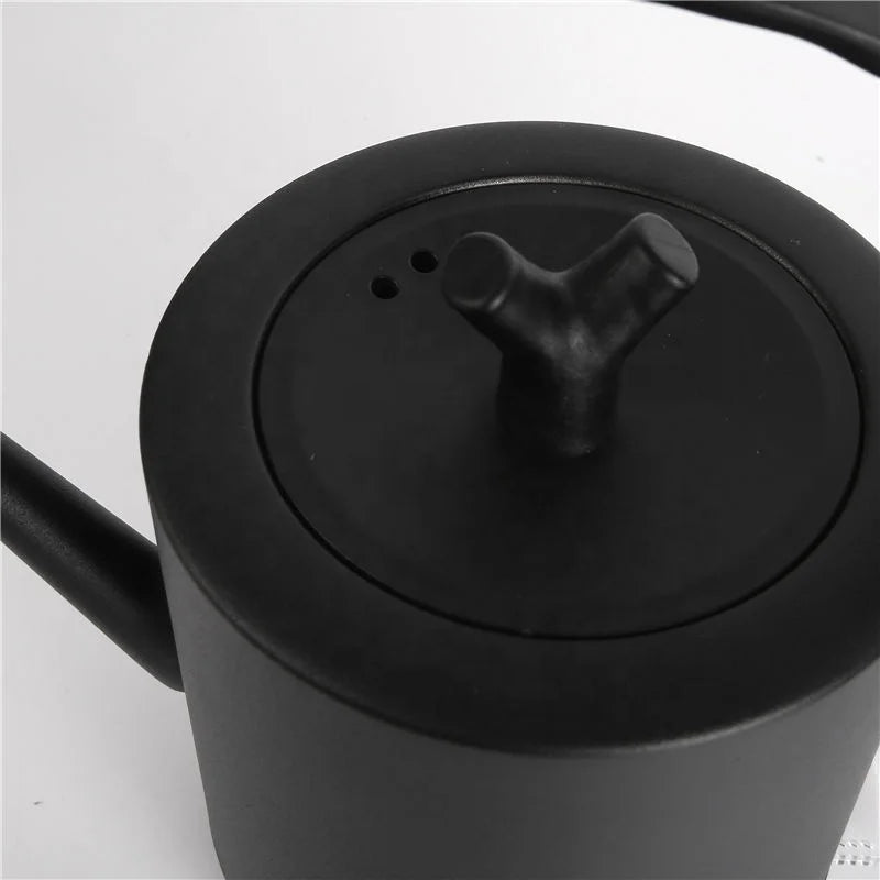 1L Portable Tea Coffee Pot Stainless Steel Retro Gooseneck Electric Pour-Over Kettle Black Electric Kettle