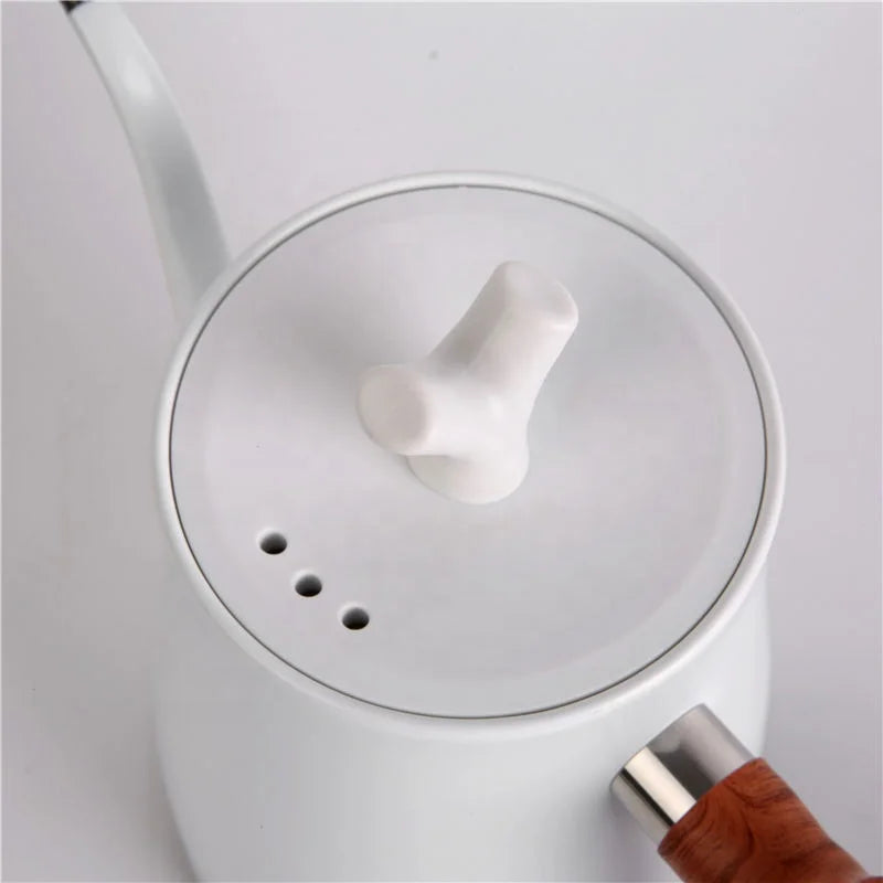 High Quality Portable Coffee Tea Kettle 1.5L Gooseneck Pour Over Steel Coffee Pot With Wooden Handle