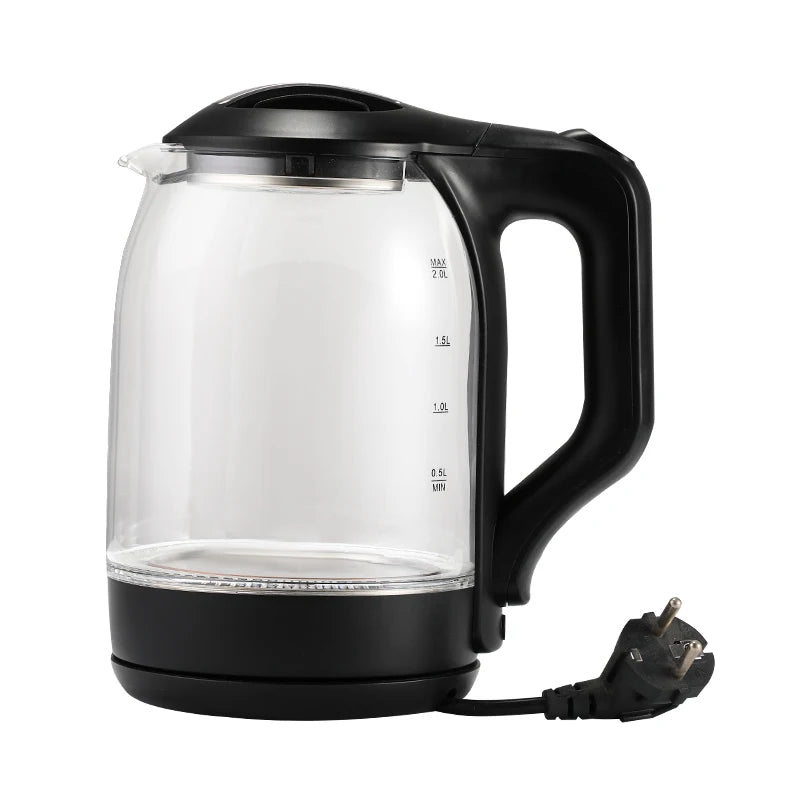 2L Washable Boil-Dry Protection Transparent Glass Electric Kettle Home Kitchen Appliance