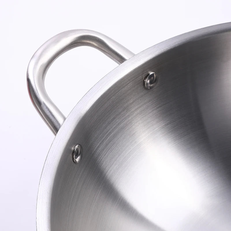 RTS High Quality Five-layer Steel Frying Pan Non Stick Stainless Steel Chinese Frying Wok Pan