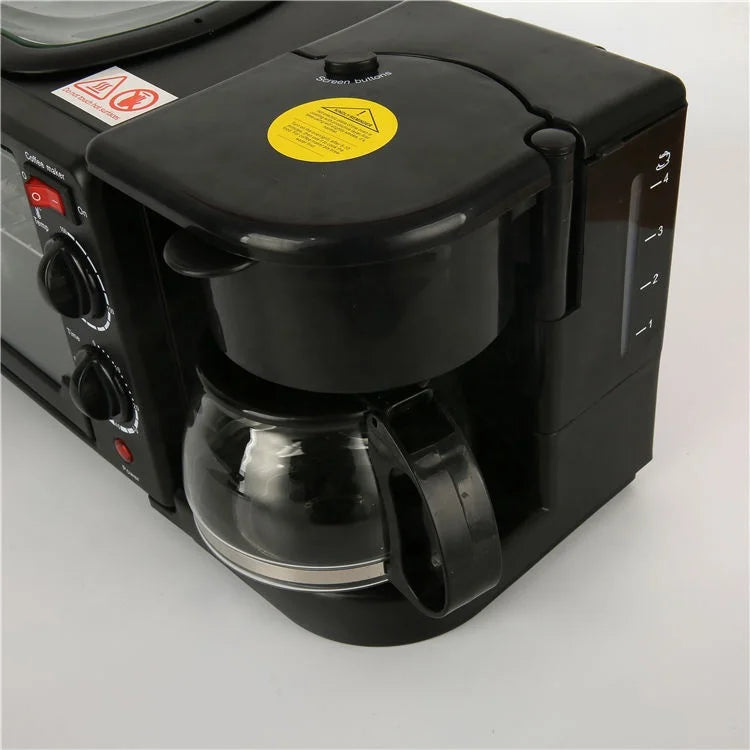 Breakfast Maker Sandwich Machine Egg Frying Pan Meat Roaster Make Coffee 3 in 1 Multifunction Breakfast Machine