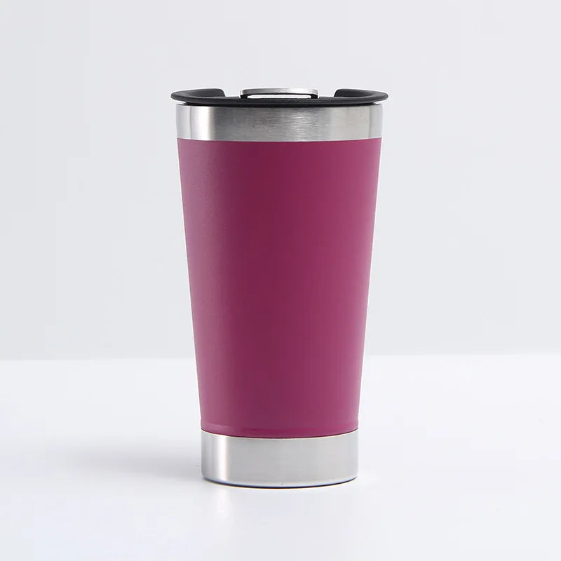 Reusable Vaccum Glass 502ml Thermal Beer Glass Cup Keep Cold Copo Termico With Lid and Opener