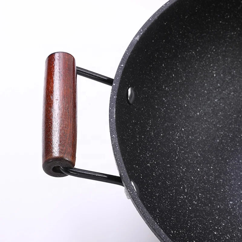 RTS 2023 Multi-Function Electric Frying Wok Pan Chinese Wok Stove Flat Bottom Non-stick Wok Pan With Handle