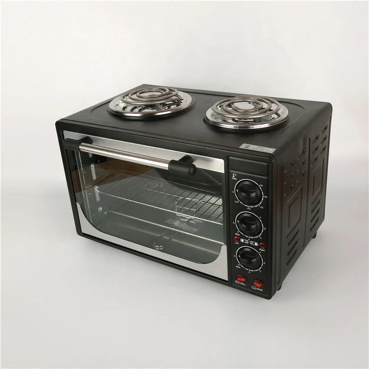 30L Multi-functional Household Pizza Maker Fruit Barbecue Toaster Oven Electric Mini Stove Oven With 2 Hot Plate