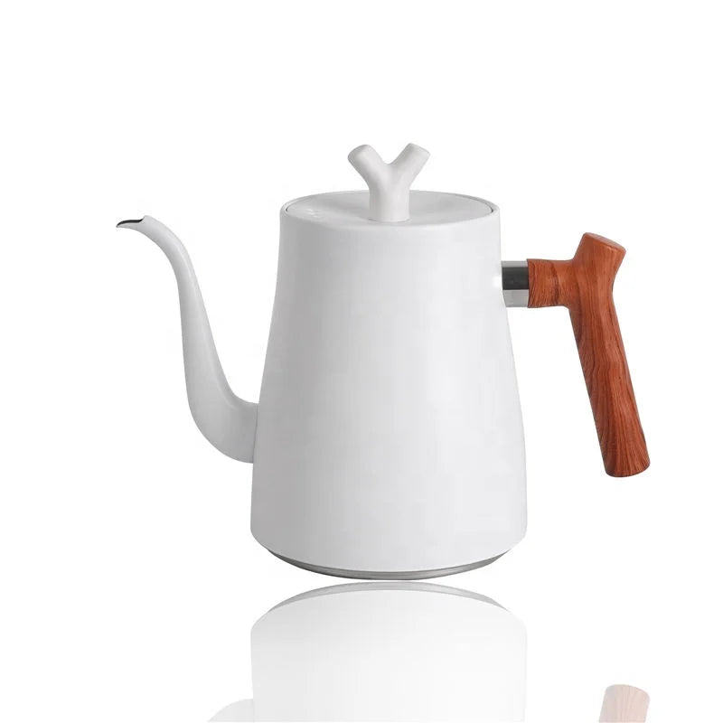 High Quality Portable Coffee Tea Kettle 1.5L Gooseneck Pour Over Steel Coffee Pot With Wooden Handle