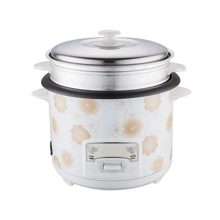 Wholesale White Printing Flower Rice Cooker 2L 400W 220V Keep Warm Rice Cooker With Steamer