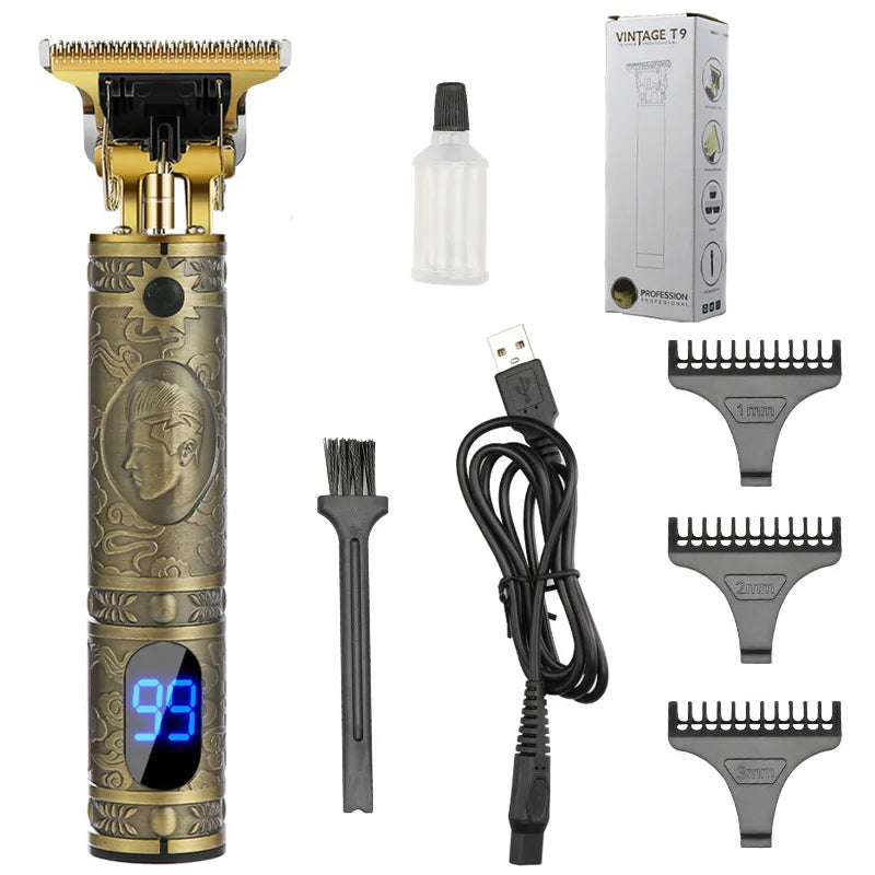 Wholesale Rechargeable Cordless Hair Trimmer Haircut Grooming Kit T9 Professional Mens Hair Clippers