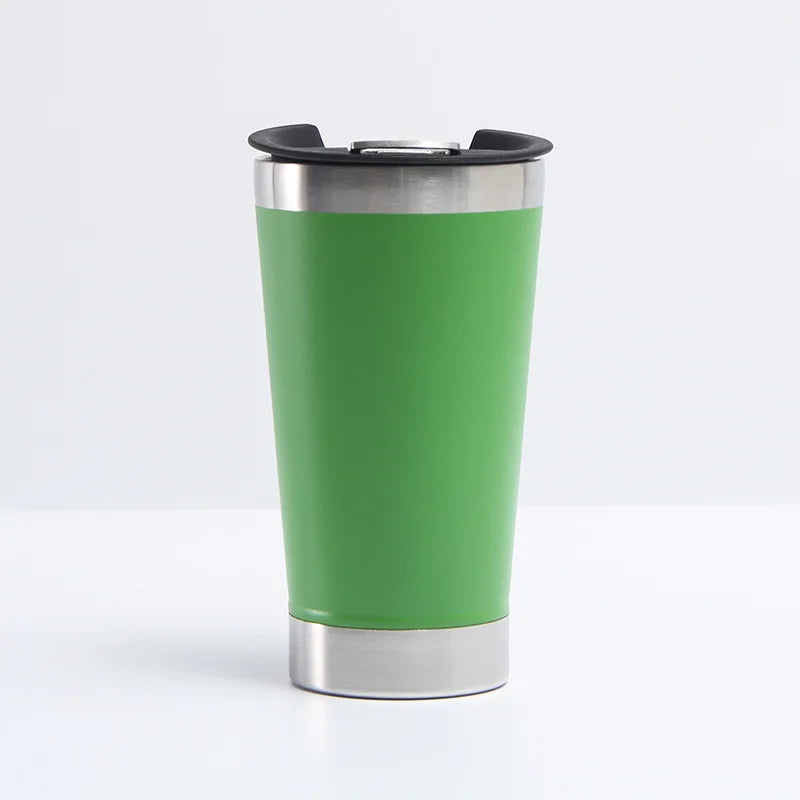 Reusable Vaccum Glass 502ml Thermal Beer Glass Cup Keep Cold Copo Termico With Lid and Opener