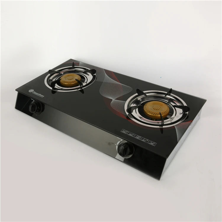 RTS Best Quality Gas Cooktop Household 2 Burner Table Gas Stove Tempered Glass Top Gas Stove