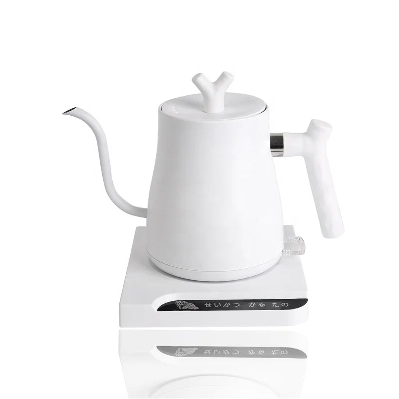 RTS 1.2L White Mini Stainless Steel Electric Kettle Gooseneck Pour Over for Tea and Coffee for Household Use