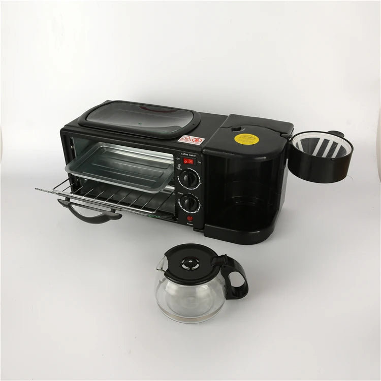 RTS Breakfast Maker Sandwich Machine Egg Frying Pan Meat Roaster Make Coffee 3 in 1 Multifunction Breakfast Machine