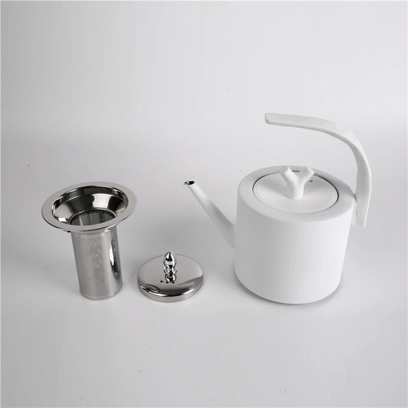 RTS Hot Sale 304 Stainless Steel Tea Kettle 1.5L White Teapot Universal Gas Kettle Grip Water Kettles
