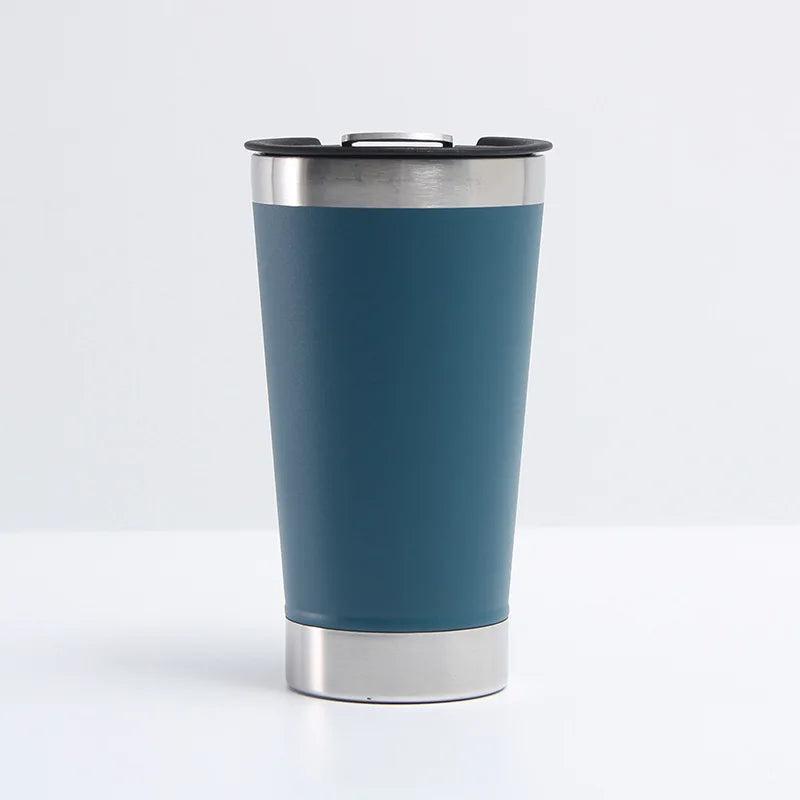 Reusable Vaccum Glass 502ml Thermal Beer Glass Cup Keep Cold Copo Termico With Lid and Opener