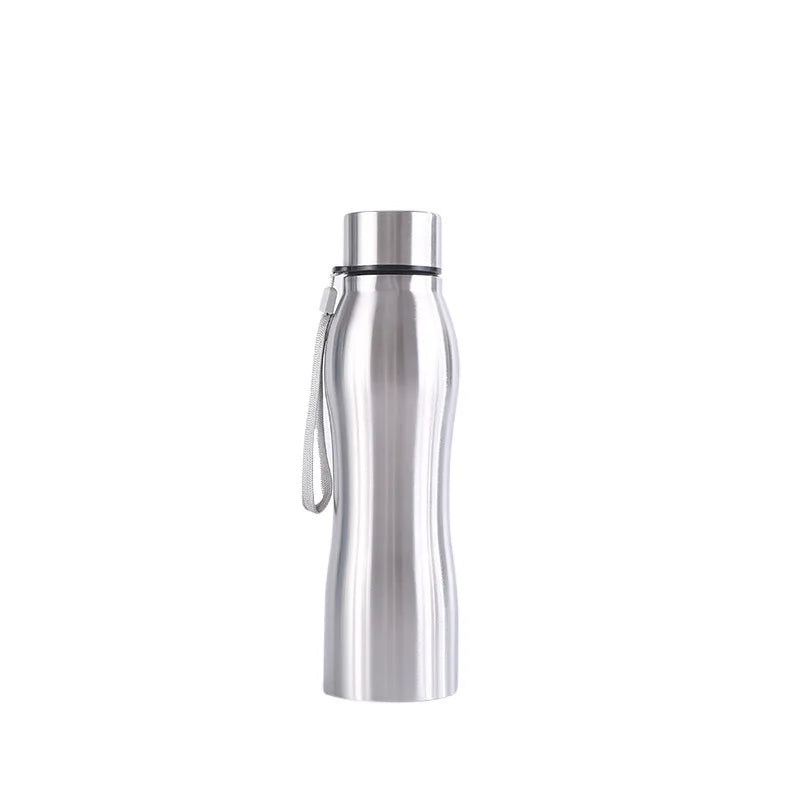 Manufacturer 750ml 1L Single Layer Stainless Steel Portable Solid Color Gourd-Shaped Outdoor Sports Bottle with String