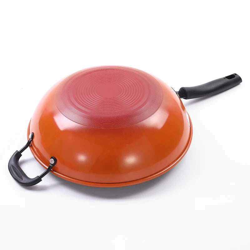 RTS New Product Kitchen Accessories Ceramic Large Cooking Wok Pan Non-Stick Kitchen Restaurant Cooking Pan