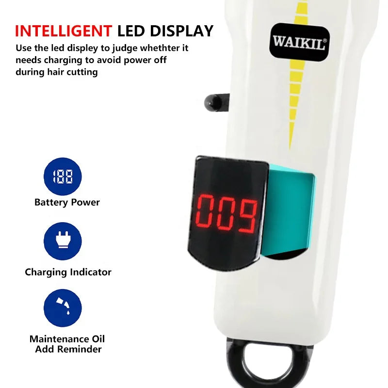 Professional Stainless Blade Hair Clipper Led Display All Metal Barber Machine Usb Rechargeable Electric Hair Trimmer