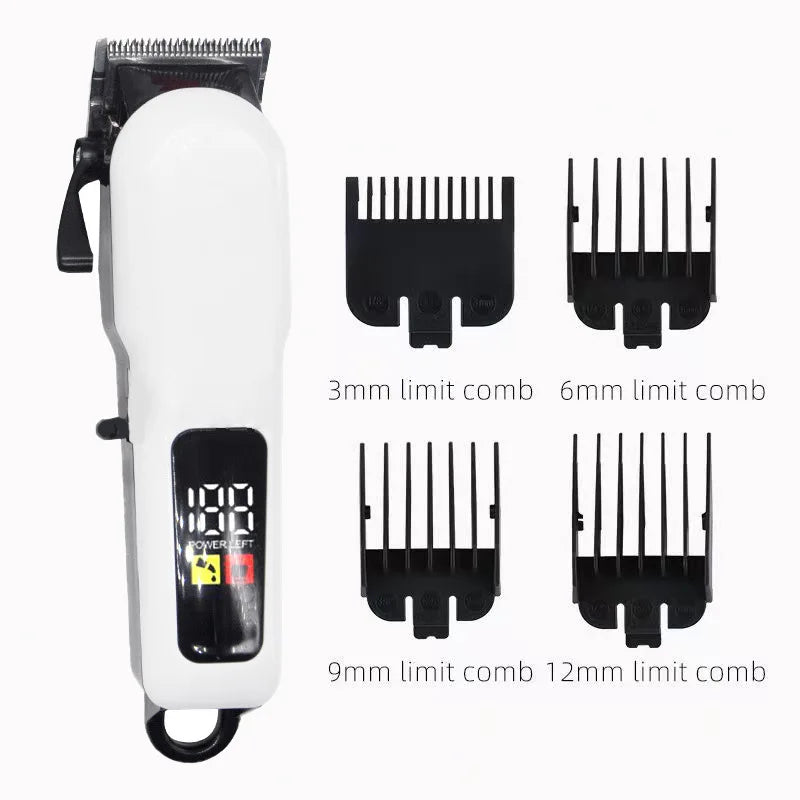Professional Stainless Blade Hair Clipper Led Display All Metal Barber Machine Usb Rechargeable Electric Hair Trimmer