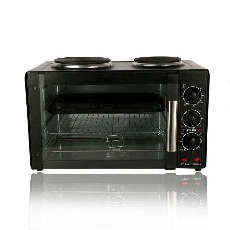 Hot Sale Household Kitchen Appliances 26L Stainless Steel 2 Burner Electric Toaster Baking Oven Electric Oven With Two Plates