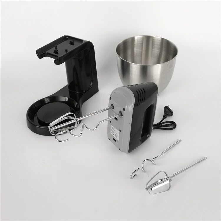 Wholesale Stainless Steel Egg Beater Household Manual Milk Beater 600W Stand Hand Mixer With Mixing Bowl