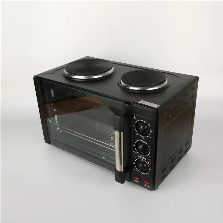 RTS 26L Stainless Steel Electric Toaster Oven with 2 Burners and Two Plates Household Kitchen Appliance for Hotels Hot Sale
