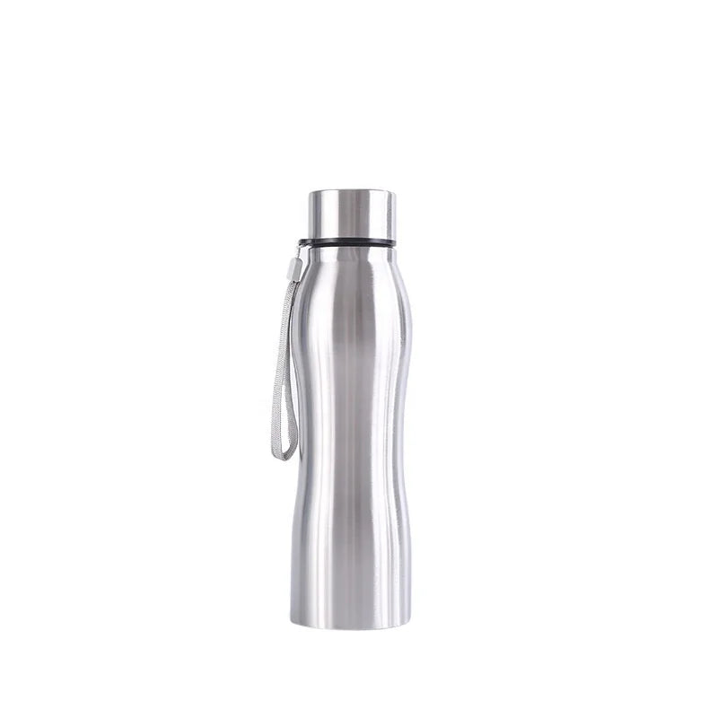 Manufacturer 750ml 1L Single Layer Stainless Steel Portable Solid Color Gourd-Shaped Outdoor Sports Bottle with String