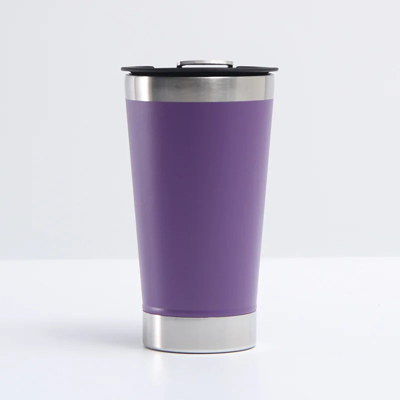 Reusable Vaccum Glass 502ml Thermal Beer Glass Cup Keep Cold Copo Termico With Lid and Opener