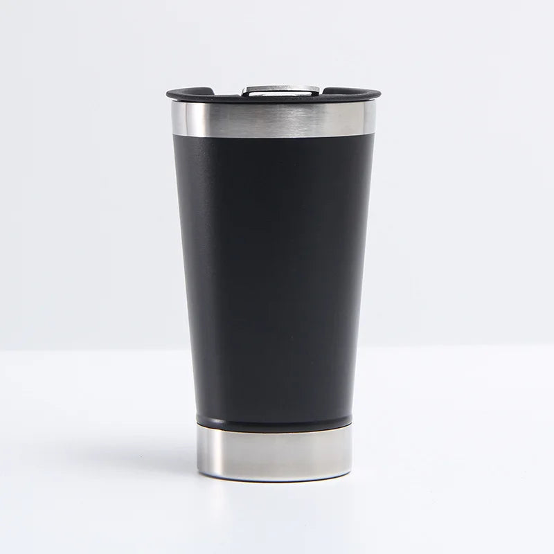 Reusable Vaccum Glass 502ml Thermal Beer Glass Cup Keep Cold Copo Termico With Lid and Opener