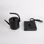 1L Portable Tea Coffee Pot Stainless Steel Retro Gooseneck Electric Pour-Over Kettle Black Electric Kettle