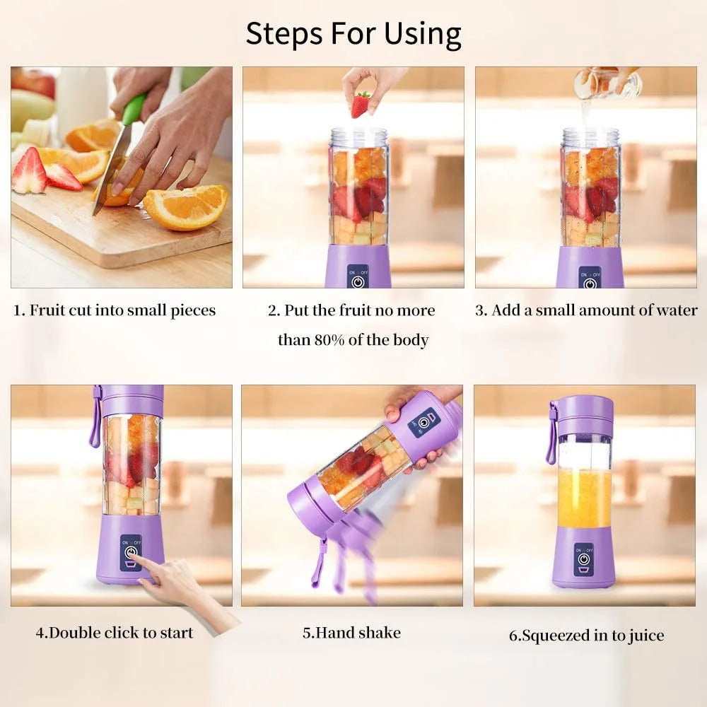 380ML Personal Portable Mini Blenders Usb Rechargeable Fruit Juice Cup Electric Mini Portable Juice Cup
