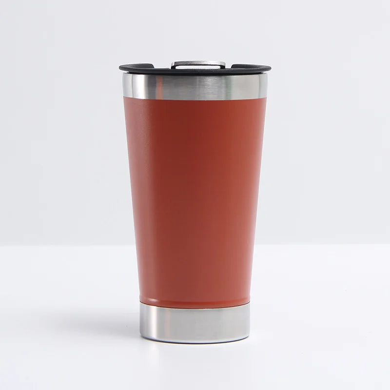 Reusable Vaccum Glass 502ml Thermal Beer Glass Cup Keep Cold Copo Termico With Lid and Opener