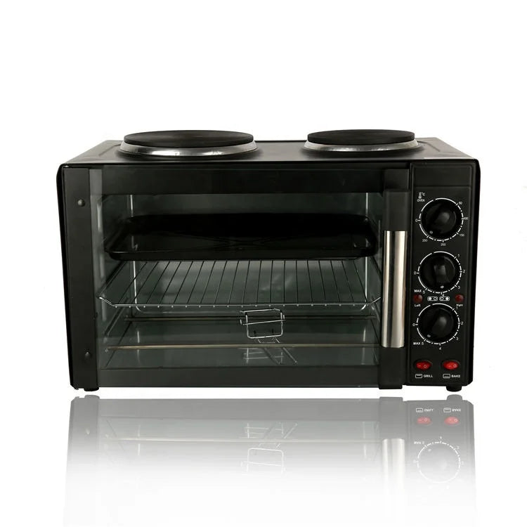 Hot Sale Household Kitchen Appliances 26L Stainless Steel 2 Burner Electric Toaster Baking Oven Electric Oven With Two Plates