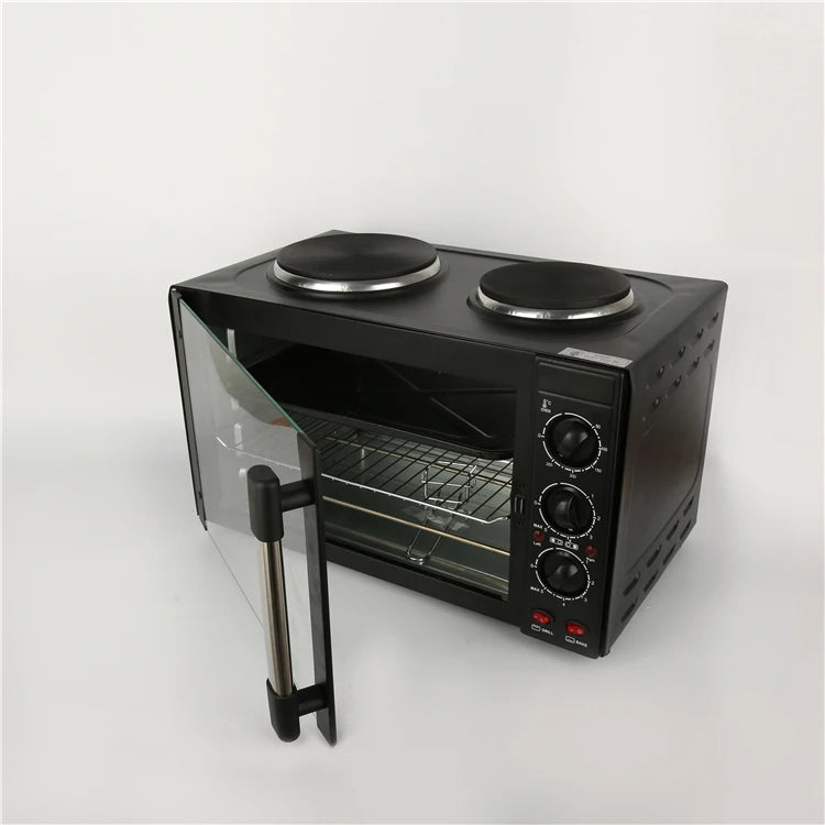 RTS 26L Stainless Steel Electric Toaster Oven with 2 Burners and Two Plates Household Kitchen Appliance for Hotels Hot Sale